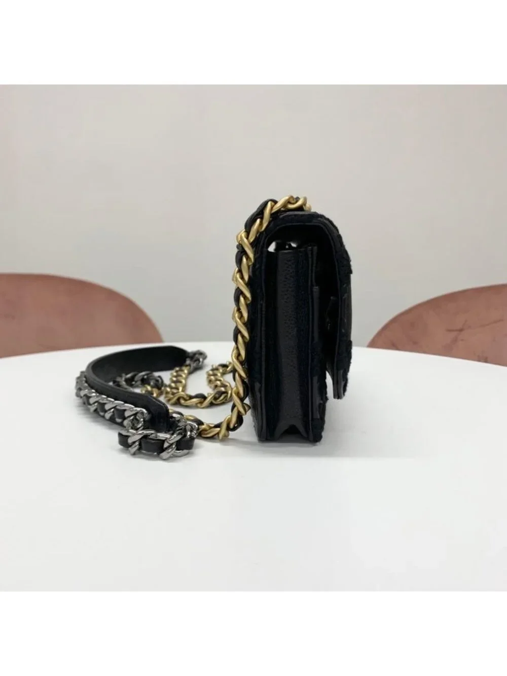 Chanel 19 Calfskin Shoulder Bag Chain Wallet